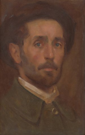 Self-Portrait by Milan Thomka Mitrovsky Oil Painting