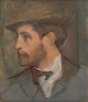 Self-Portrait - Small by Milan Thomka Mitrovsky Oil Painting