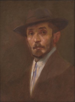 Self-Portrait by Milan Thomka Mitrovsky Oil Painting
