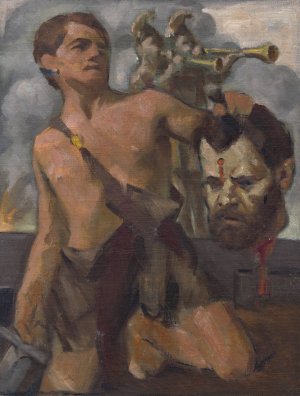 Study of Composition with Biblical Scene by Milan Thomka Mitrovsky Oil Painting