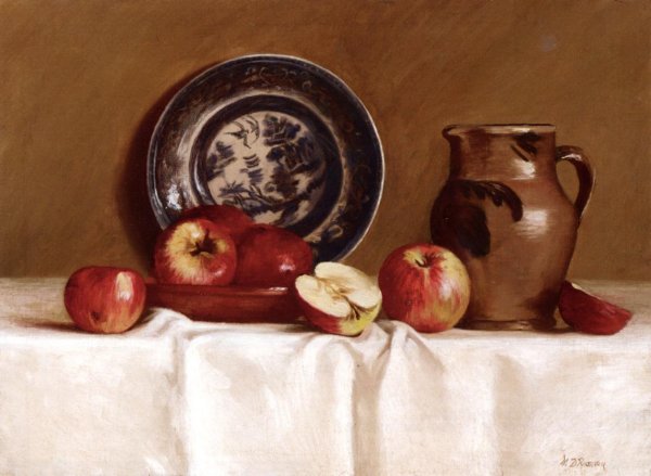 Apples, Ming Plate and Earthenware Pitcher by Milne Ramsey - Hand-Painted Oil Painting Reproduction