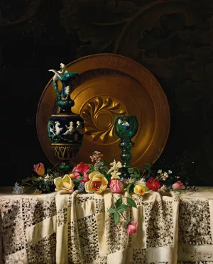 Flowers On A Table by Milne Ramsey Oil Painting