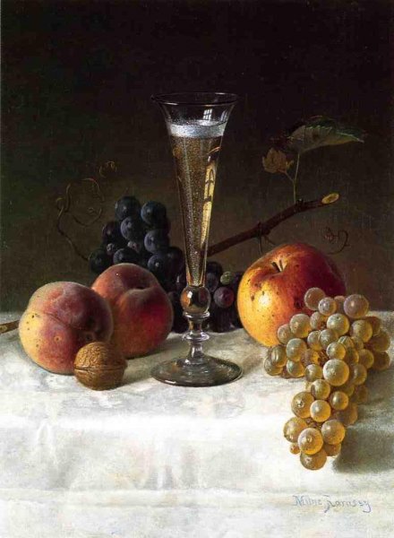 Still Life with Glass of Champagne by Milne Ramsey - Hand-Painted Oil Painting Reproduction