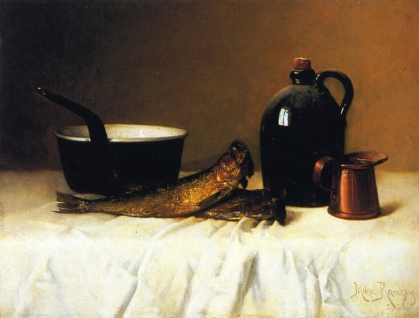 Still Life with Herring, Pot, Jug and Measure by Milne Ramsey - Hand-Painted Oil Painting Reproduction