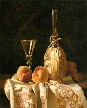 Still Life with Peaches and Wine
