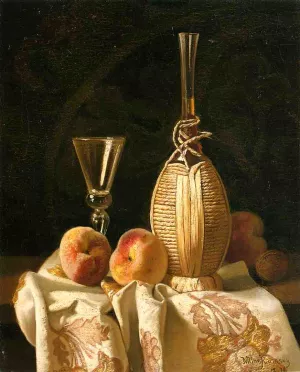 Still Life with Peaches and Wine by Milne Ramsey - Oil Painting Reproduction