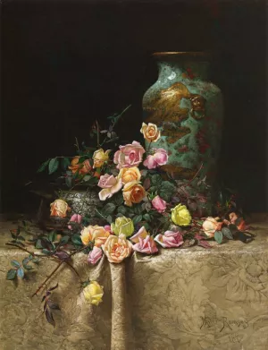 Still Life with Roses also known as Roses and an Orie by Milne Ramsey - Oil Painting Reproduction