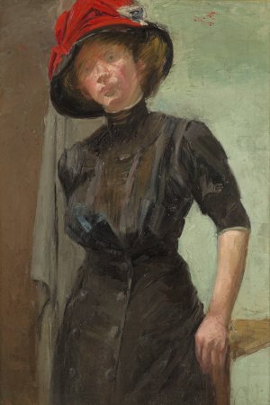 The red hat by Mina Arndt Oil Painting