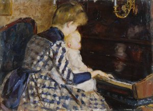 At the Piano by Mina Carlson-Bredberg Oil Painting