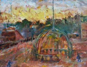 Soluppgang i Sodertalje by Mina Carlson-Bredberg Oil Painting