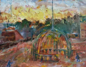 Soluppgang i Sodertalje by Mina Carlson-Bredberg Oil Painting