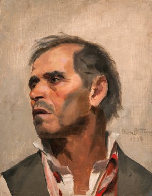 Study of a Man by Mina Carlson-Bredberg Oil Painting