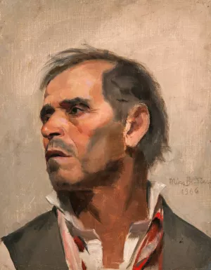Study of a Man by Mina Carlson-Bredberg Oil Painting
