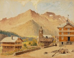 Champery And Mt. Bounaveau, Switzerland by Miner Kilbourne Kellogg Oil Painting