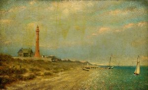 Fire Island Lighthouse by Miner Kilbourne Kellogg Oil Painting