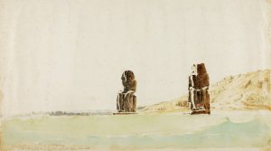Statues at Memnon, Thebes by Miner Kilbourne Kellogg Oil Painting