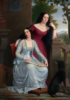 Two Women in an Italian Landscape by Miner Kilbourne Kellogg Oil Painting