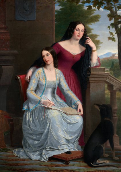 Main Product Photo of Two Women in an Italian Landscape  Painting by Miner Kilbourne Kellogg