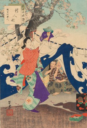 A Puppet Made from a Bucket, A Lady of the Enpo Era by Mizuno Toshikata Oil Painting