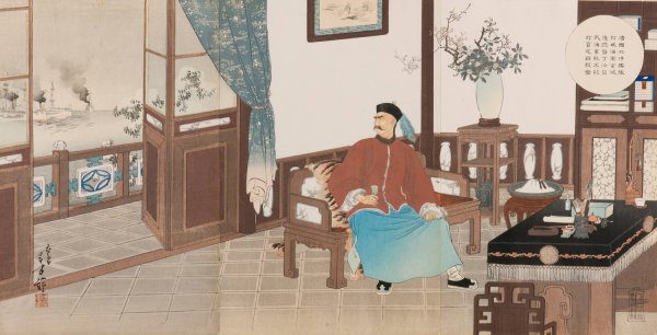 Main Product Photo of Admiral Ding Ruchang of the Chinese Beiyang Fleet, Totally Destroyed at Weihaiwei, Commits Suicide at His Official Residence  Painting by Mizuno Toshikata