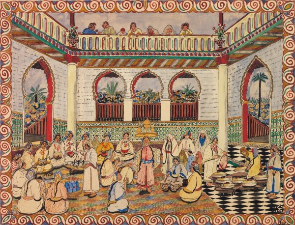 Festival Scene  by Mohammed Ben Ali Rbati - Hand-Painted Oil Painting Reproduction