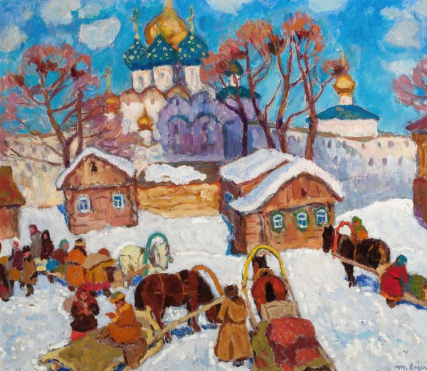 Winter Scene by Moissey Kogan - Hand-Painted Oil Painting Reproduction
