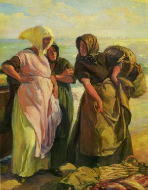Pescadoras by Mongrell Torrent - Oil Painting Reproduction