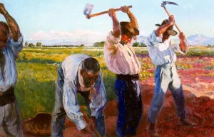Trabajadores painting by Mongrell Torrent