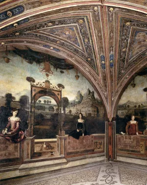 Female Portraits in Front of Landscapes Oil painting by Moretto Da Brescia