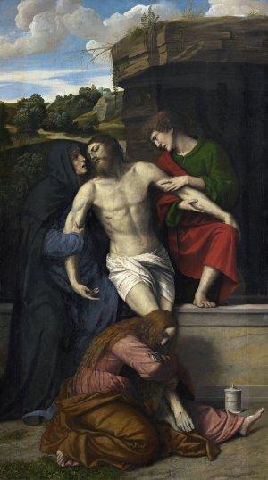 Pieta by Moretto Da Brescia Oil Painting