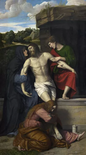 Pieta by Moretto Da Brescia Oil Painting