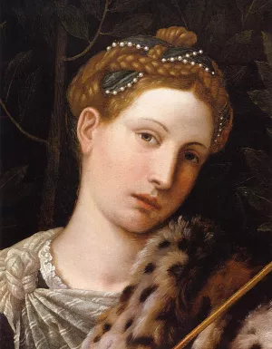 Portrait of Tullia d'Aragona as Salome (detail) by Moretto Da Brescia - Oil Painting Reproduction