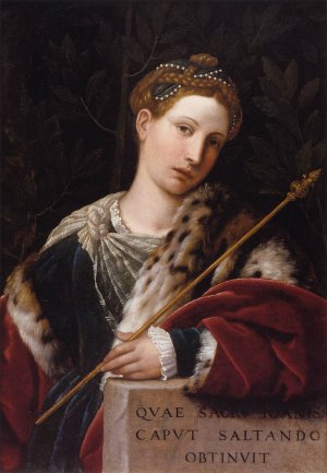 Portrait of Tullia d'Aragona as Salome by Moretto Da Brescia Oil Painting