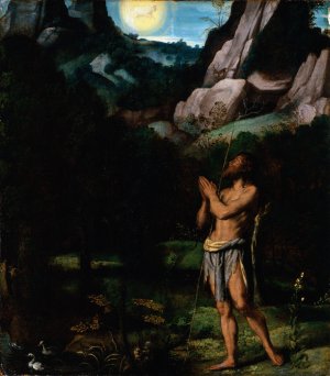 St. John the Baptist in the Wilderness by Moretto Da Brescia Oil Painting