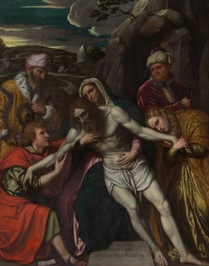The Entombment by Moretto Da Brescia Oil Painting