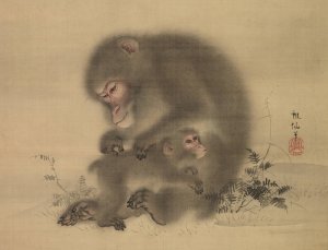 Monkeys by Mori Sosen Oil Painting