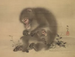 Monkeys by Mori Sosen Oil Painting
