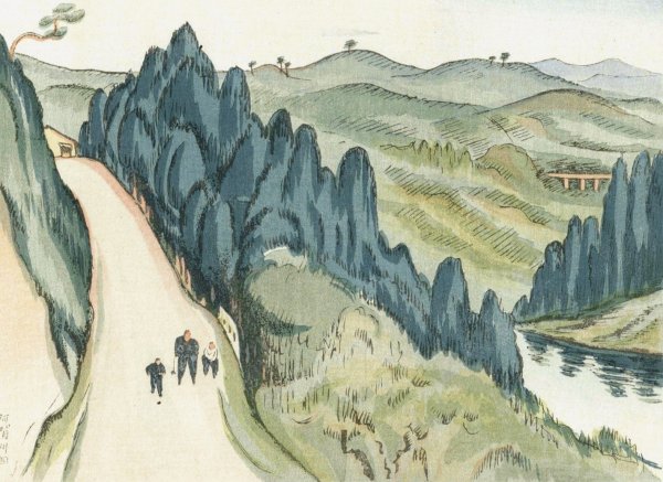 Main Product Photo of De Aga rivier  Painting by Morita Tsunetomo