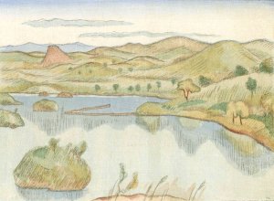 Meer aan de voet van de Bandaisan berg by Morita Tsunetomo Oil Painting