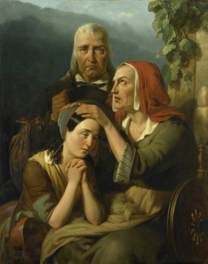 A Mothers Blessing by Moritz Calisch Oil Painting