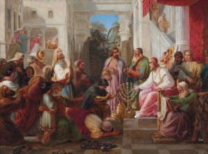 A merciful king by Moritz Daniel Oppenheim Oil Painting