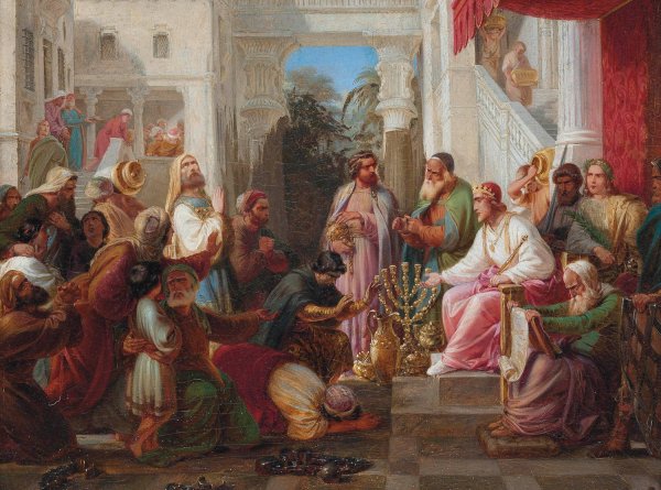 A merciful king by Moritz Daniel Oppenheim - Hand-Painted Oil Painting Reproduction