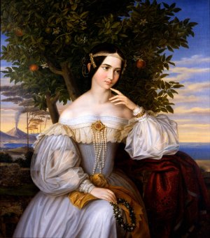 Marriage Portrait of Charlotte de Rothschild by Moritz Daniel Oppenheim Oil Painting