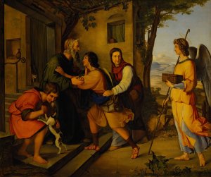 The Return Of Tobias by Moritz Daniel Oppenheim Oil Painting