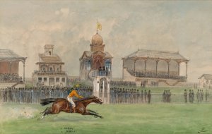 Pferderennen in der Freudenau in Wien 1884 Oil painting by Moritz Ledeli
