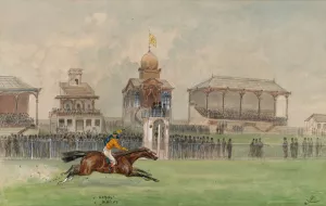 Pferderennen in der Freudenau in Wien 1884 Oil painting by Moritz Ledeli