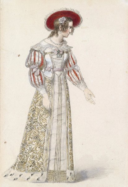 Figurine in mittelalterlichem Kleid by Moritz Michael Daffinger - Hand-Painted Oil Painting Reproduction