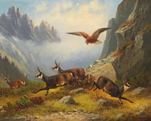 Adler auf Gemsenjagd by Moritz Muller Oil Painting