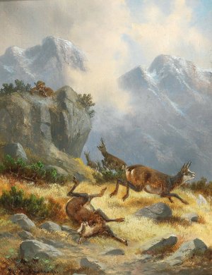 Gamsjagd by Moritz Muller Oil Painting