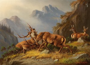 The Fight by Moritz Muller Oil Painting